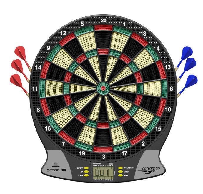Carromco Dartscheibe SCORE-301 elektronische Dartscheibe - 4-Loch Abstand, Dart