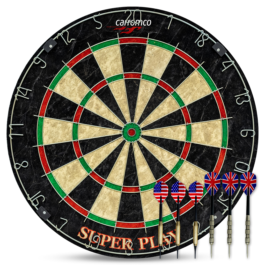 Carromco Dartscheibe Dartscheibe Superplay, Steeldart, Darts-Spiel, Turniergröße