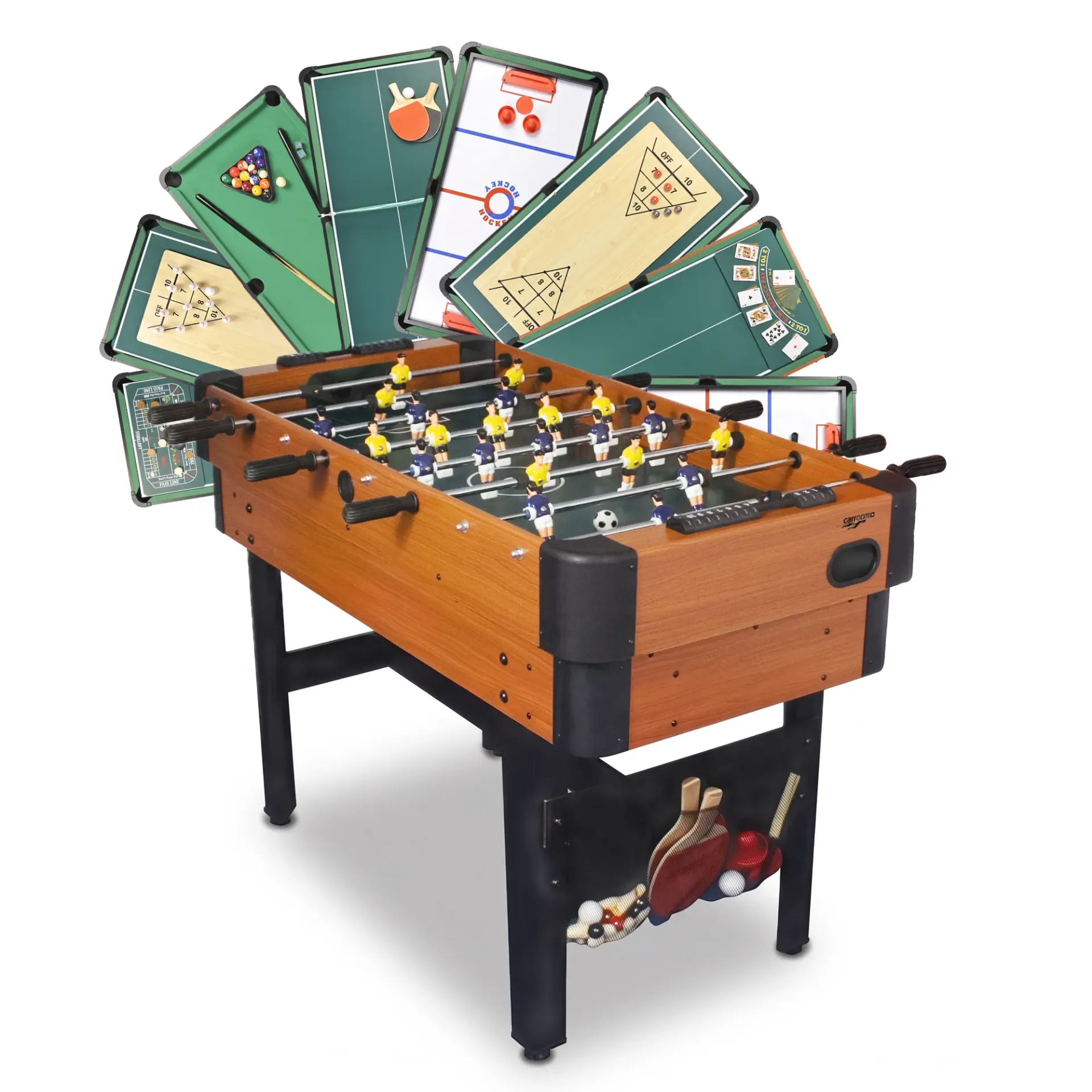 Carromco Multifunktionstisch Campus-XT 9-in-1 Multispieltisch, Billard, Kicker, Tischtennis & mehr