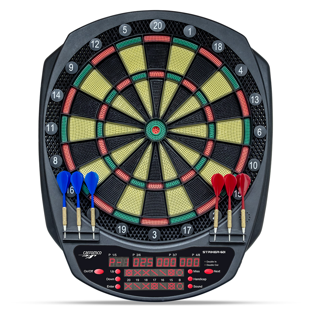 [92645] Carromco Zielscheibe Elektronische Dartscheibe STRIKER-601 – Softdartboard, Dart