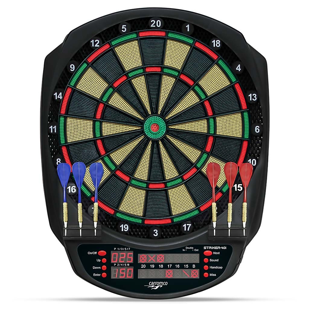 [92445] Striker-401 elektronische Dartscheibe, 3-Loch mit Adapter | Carromco